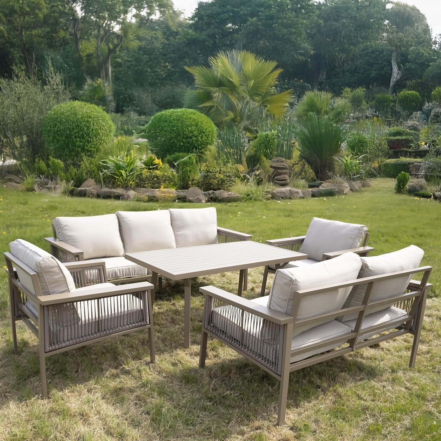 7 Seater Outdoor Patio Rattan Sofa Set Weatherproof Lounge Garden Furniture
