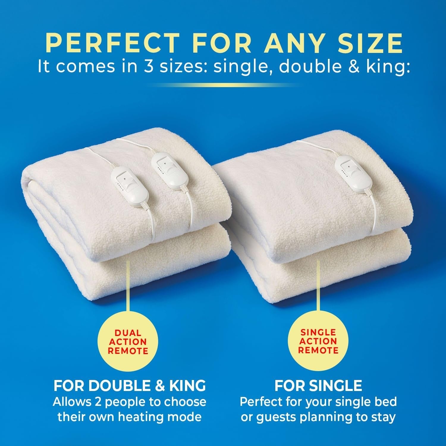King Electric Underblanket Deep Fitted Heated Mattress Cover White
