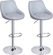 Grey Faux Leather Bar Stool Adjustable Swivel Mid Back Pub Chair