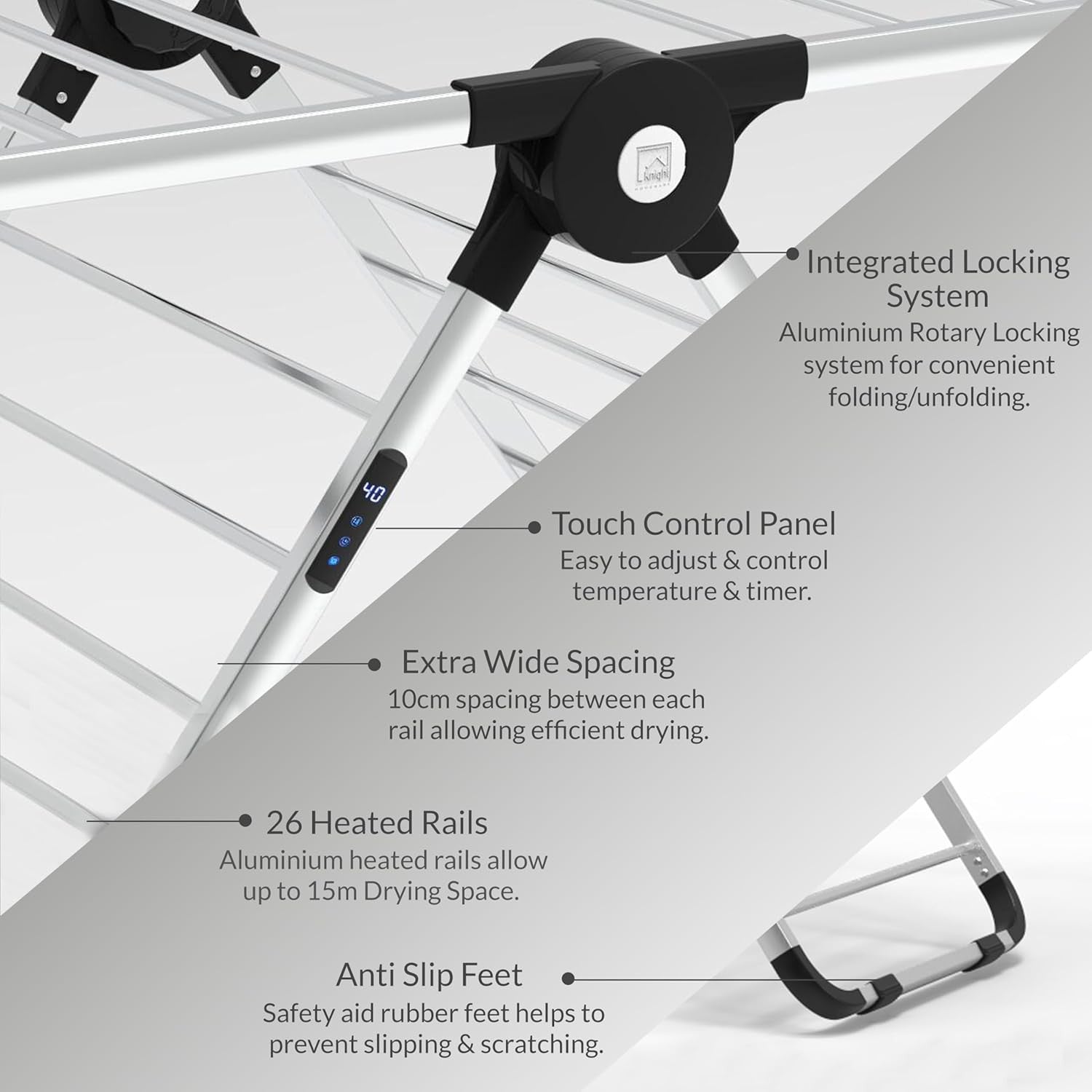 Heated Clothes Airer 320W Folding Drying Rack with Cover 26 Heated Rails