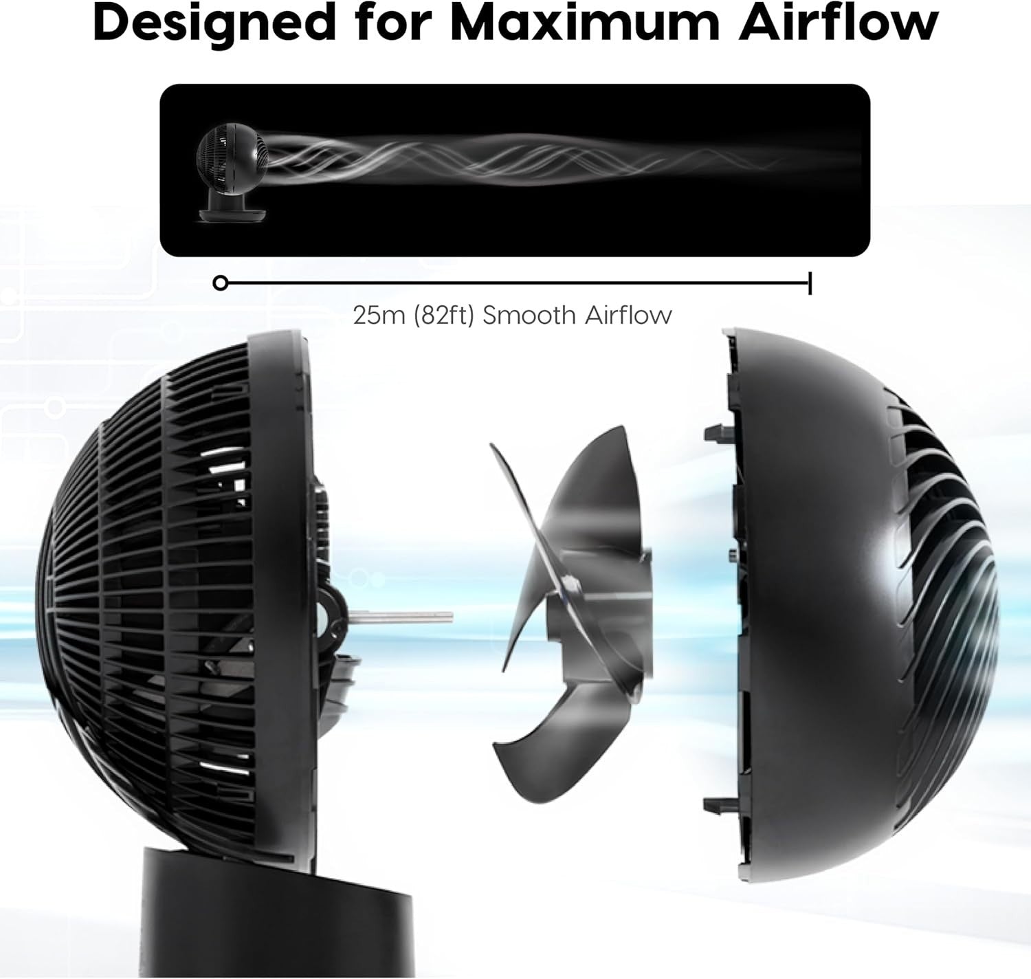 8Speed Quiet Desk Fan –Remote Control Oscillating Table Air Circulator 25m Range