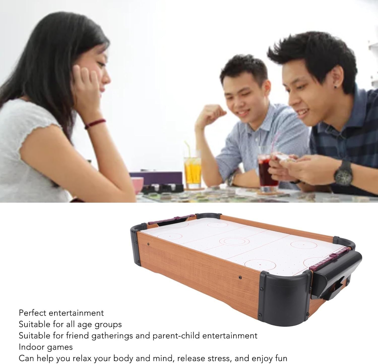 Battery Operated Tabletop Air Hockey Game Portable Family Puzzle Fun
