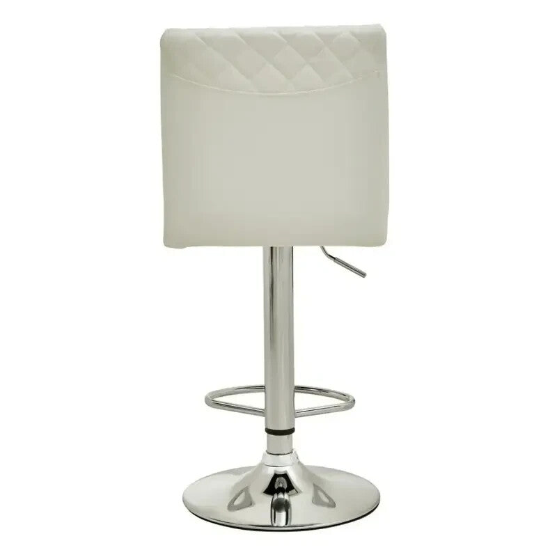 White Chrome Bar Stool Swivel Adjustable PU Leather Kitchen Island Chair