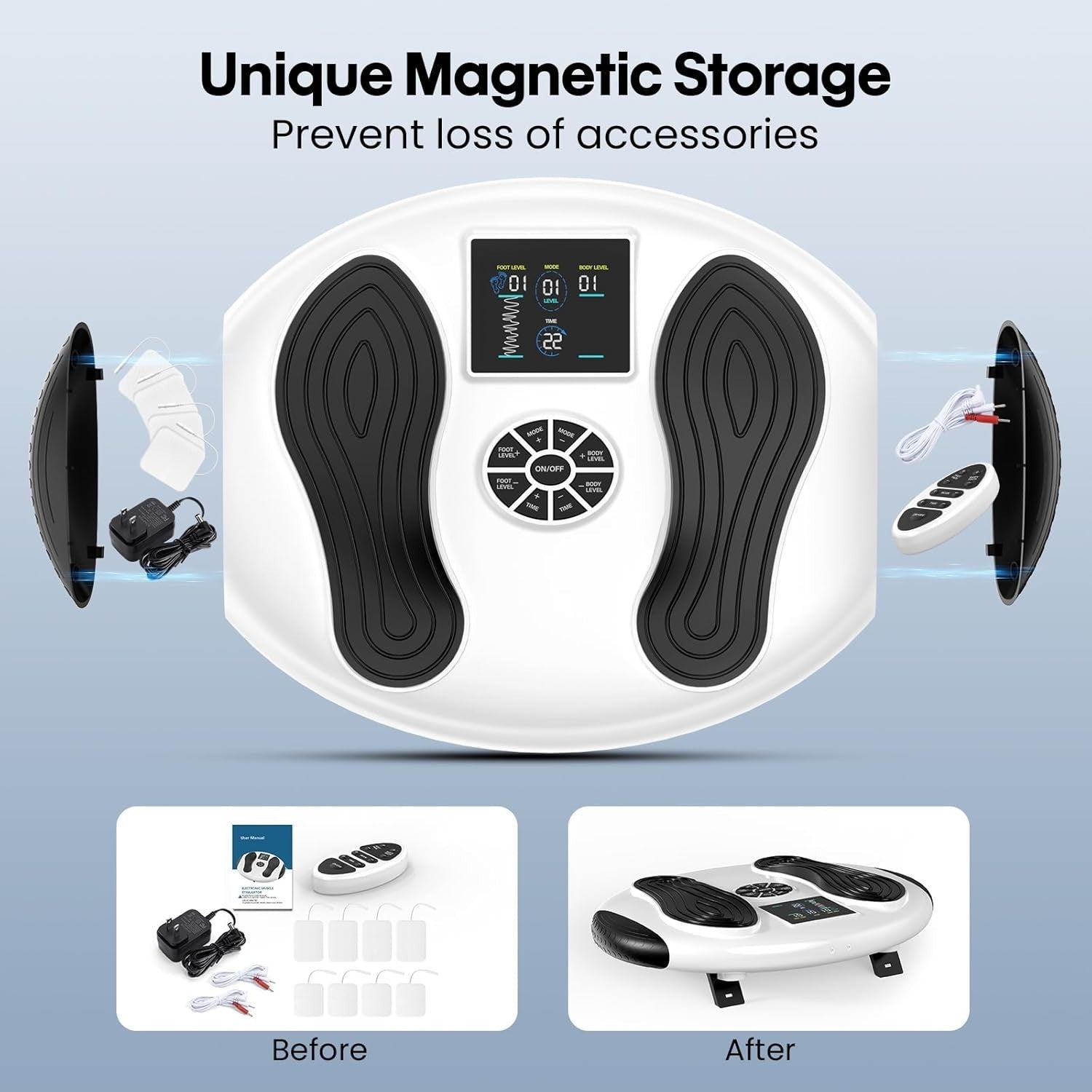 Foot Circulation Massager EMS TENS Machine | 99 Intensity Levels & 15 Modes
