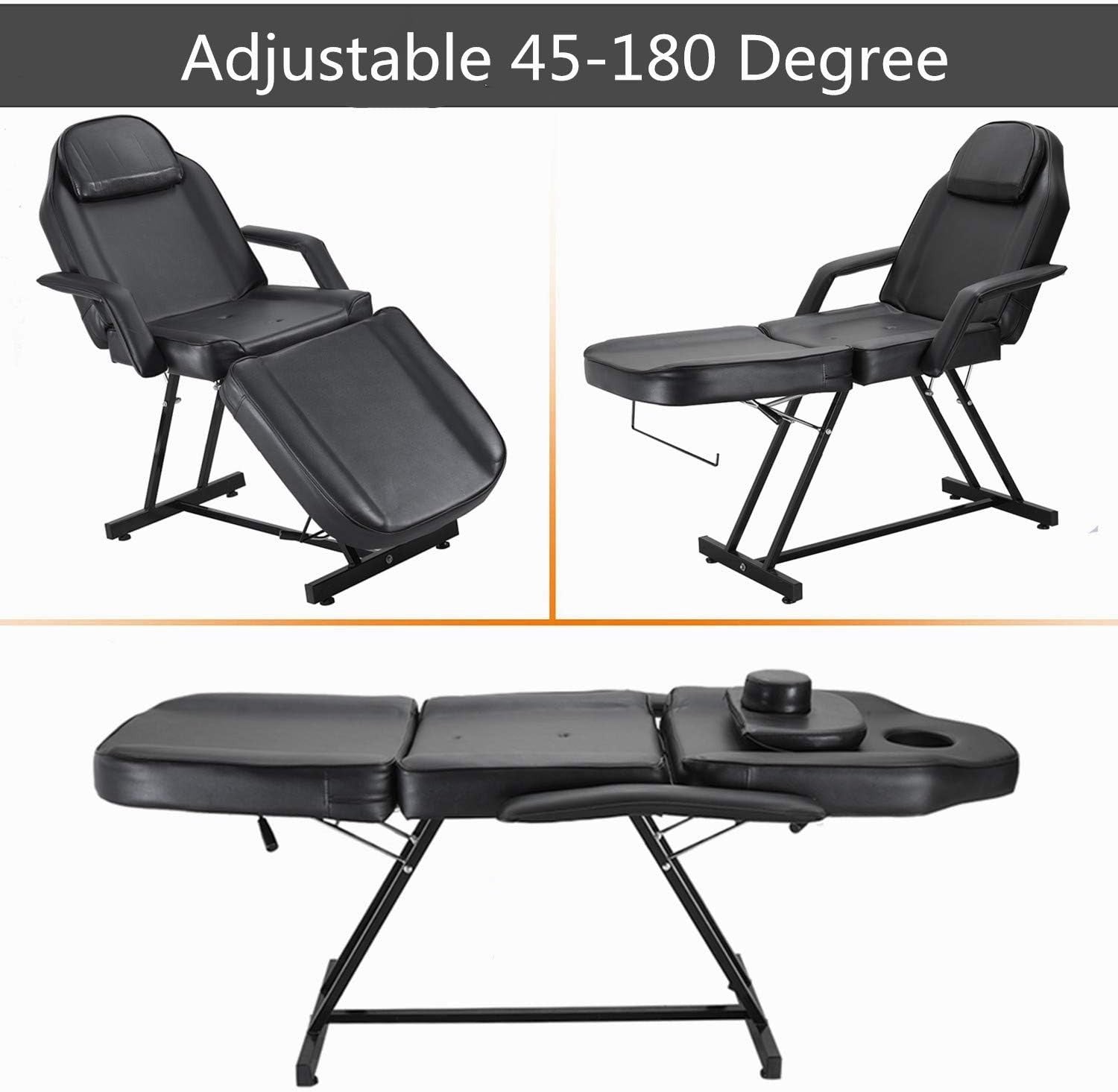 Reclining Massage Bed Adjustable Beauty Salon Spa Tattoo Chair w/ Stool Black