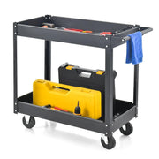 2 Tier Rolling Utility Trolley Heavy Duty Storage Cart with Wheels Black