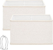 Rectangle Lamp Shades Set of 2 Large Beige Linen Spider Fit 16x8x10