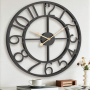 Extra Large 75cm Black Skeleton Wall Clock | Silent Industrial Home Decor