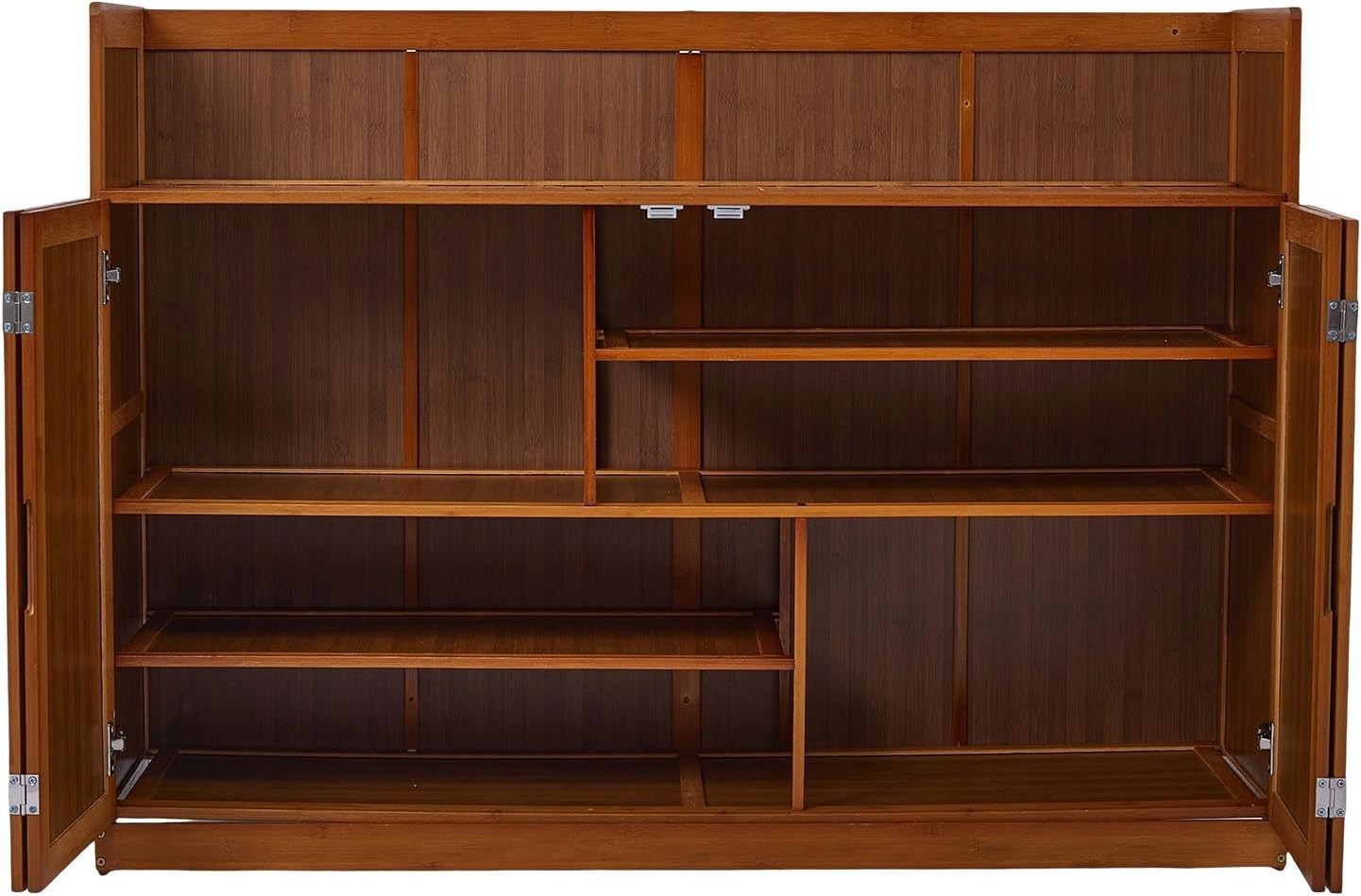5-Tier Bamboo Shoe Storage Cabinet with Double Doors & Dustproof Rack
