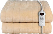 Electric Heated Throw Blanket 130x180cm Beige Sherpa Fleece 9 Heat Timer