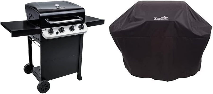 4 Burner Gas BBQ Grill with Heavy Duty Cast Iron Grates + Weatherproof Cover