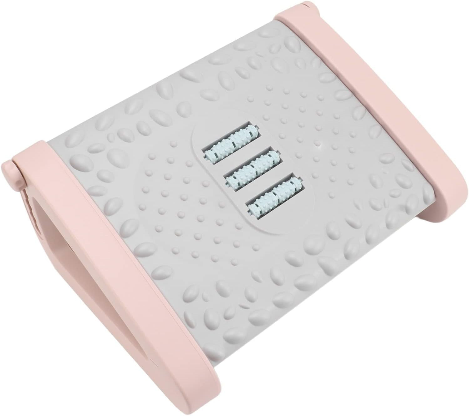 Under Desk Footrest Ergonomic Adjustable Foot Stool with Massage Surface Pink