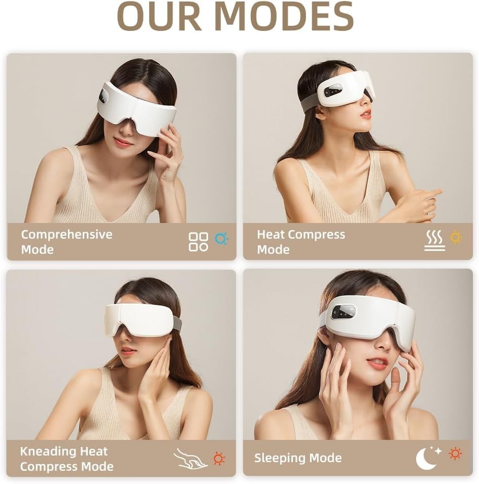 Heated Eye Massager Bluetooth 5 Modes Foldable Mask
