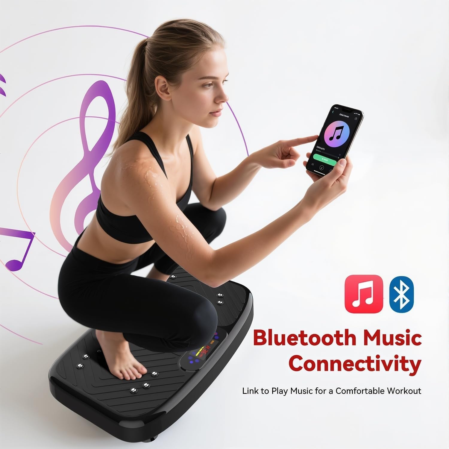 Vibration Plate Exercise Machine 199 Speeds Bluetooth 450LB Body Shaper