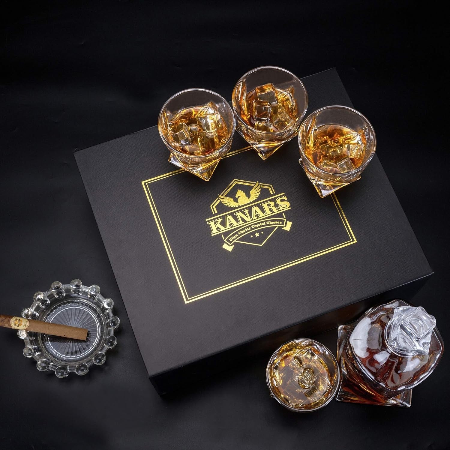 Crystal Whiskey Decanter Set 7-Piece 800ml + 6 Glasses 300ml Luxury Gift