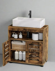Rustic Brown Under Sink Bathroom Cabinet Wooden Storage Unit