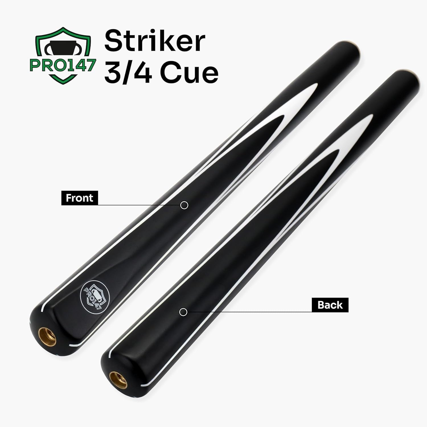 57" 3/4 Joint Ash Snooker Pool Cue 9.5mm Tip Extensions Hard Case