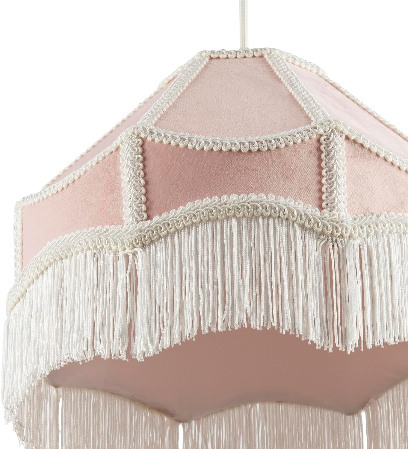 Victorian Empire Velvet Lampshade Soft Pink Tassel Pendant 40cm