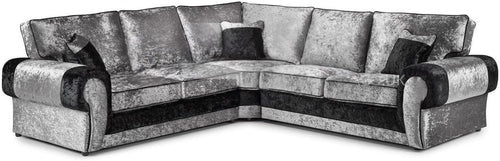 Luxury Cream Crushed Velvet 5-Seater Corner Sofa – Soft, Durable & Stylish
