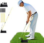 Golf Swing Trainer Alignment Stick Set 2x 1M Rods Holder
