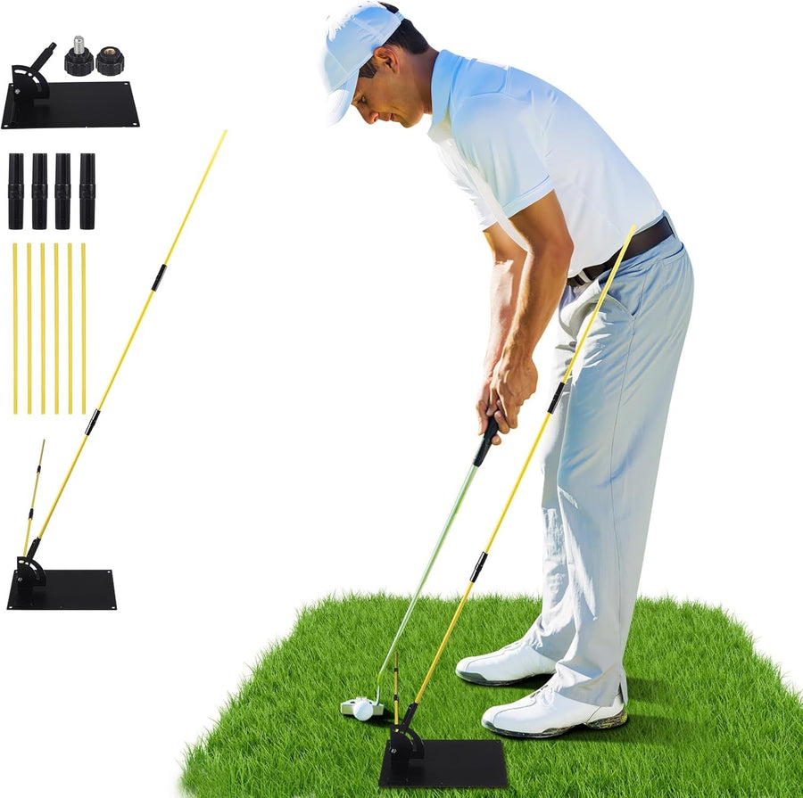 Golf Swing Trainer Alignment Stick Set 2x 1M Rods Holder