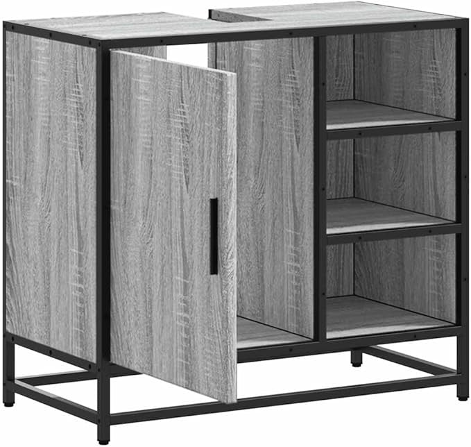 Grey Sonoma Bathroom Sink Cabinet 65x33x60cm Under Basin Storage Cupboard