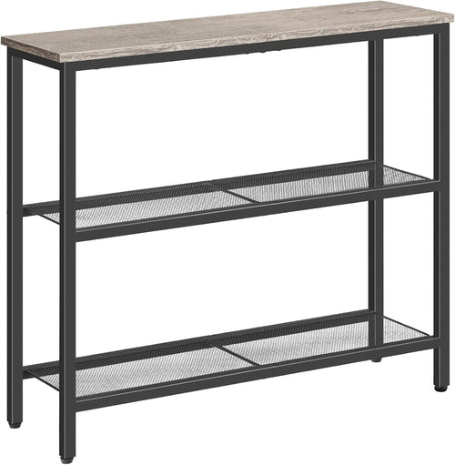 Slim 3-Tier Console Table 75cm Wide Storage Shelf Metal Frame for Small Spaces