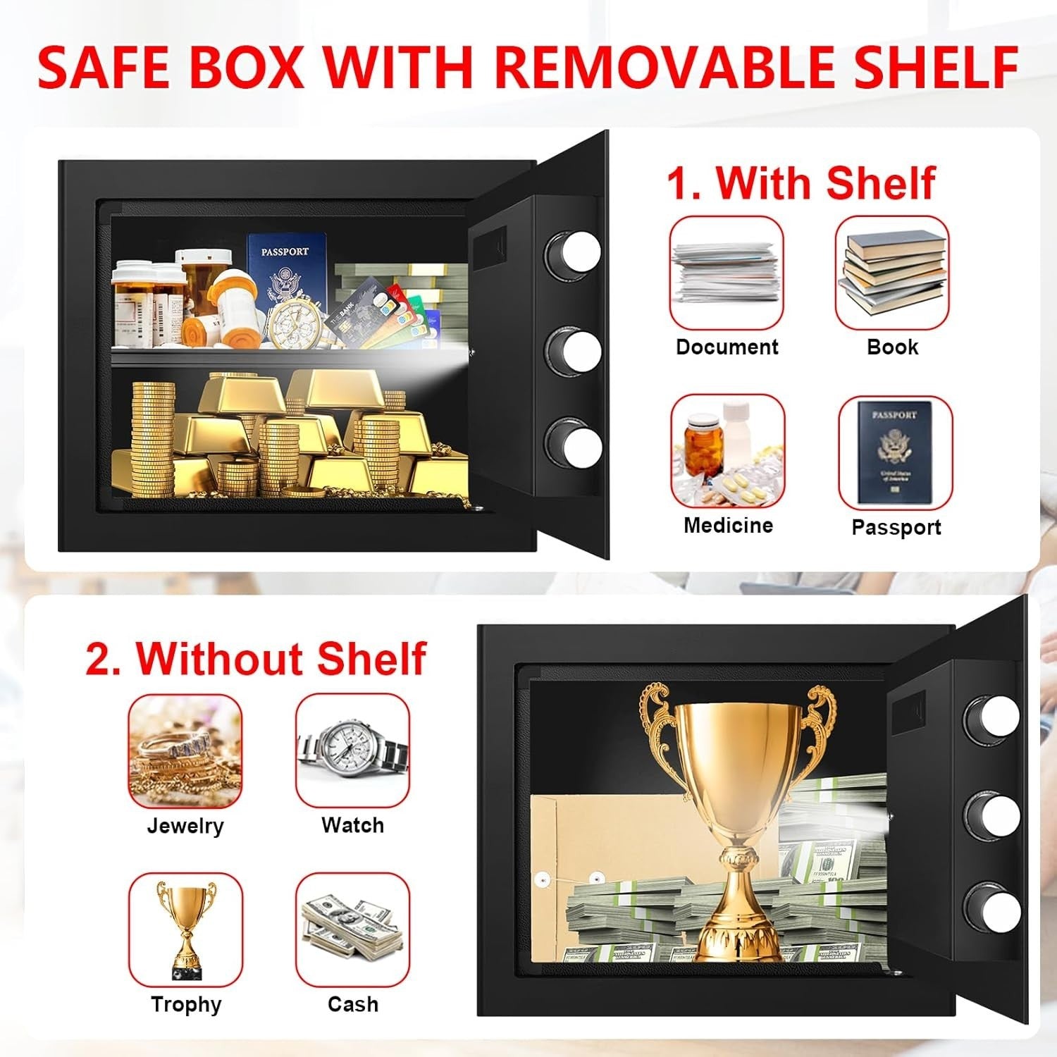 1.3 Cu Ft Fireproof Safe Box Digital Keypad Cash Document Security