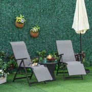 Set of 2 Reclining Folding Steel Chaise Lounge Chairs Garden Patio