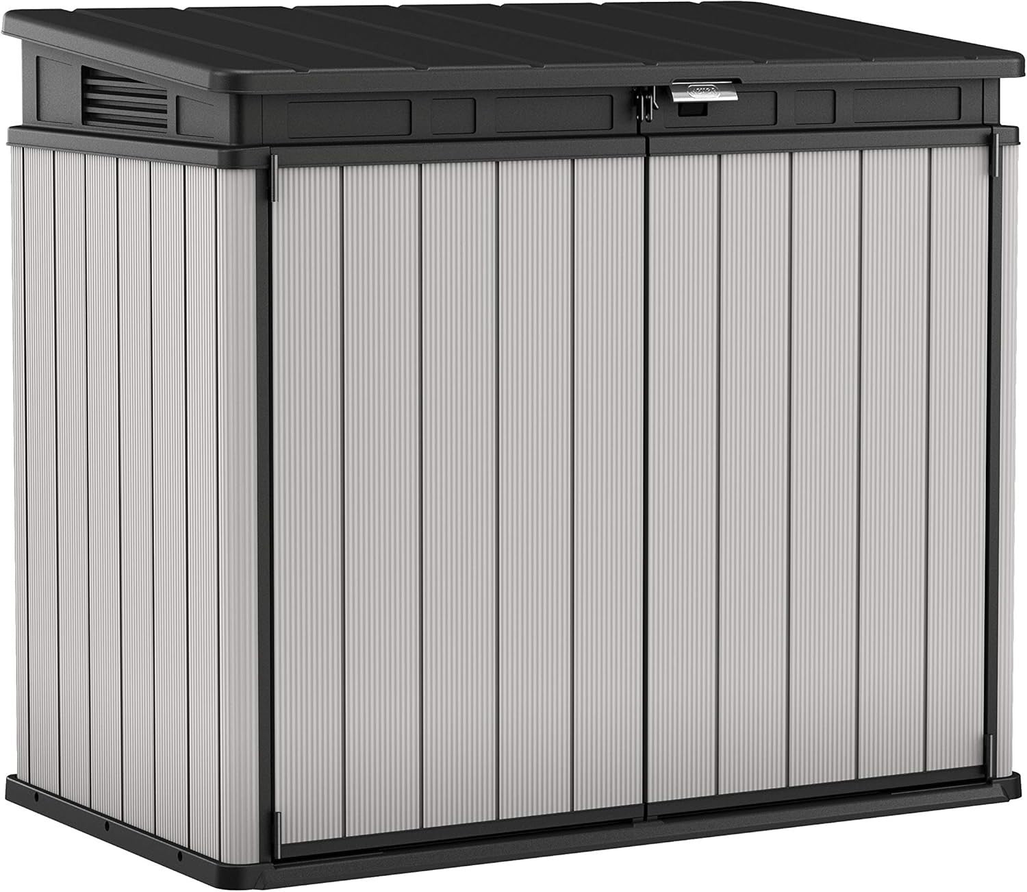 XL Outdoor Garden Storage Shed with Lockable Lid – 1150L Grey/Black