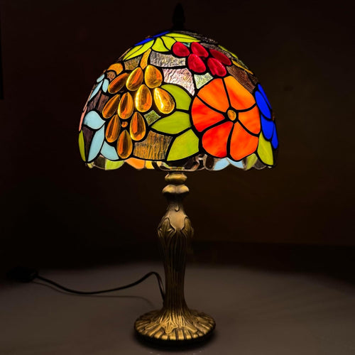 Colorful Tiffany Style Stained Glass Table Lamp with Warm Light 41cm