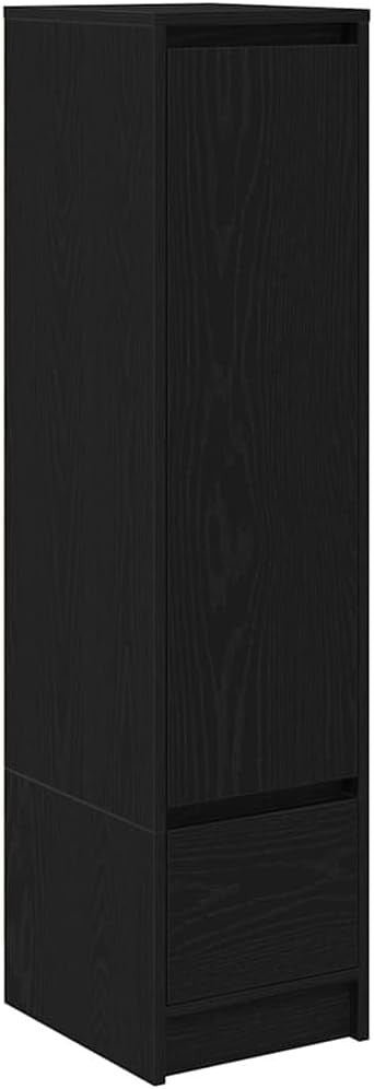 Moisture Resistant Black Oak Storage Cabinet with Drawer & Flexible Door