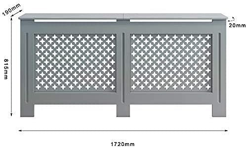 Extra Large Grey Radiator Cover | Modern Cross Slat MDF Cabinet