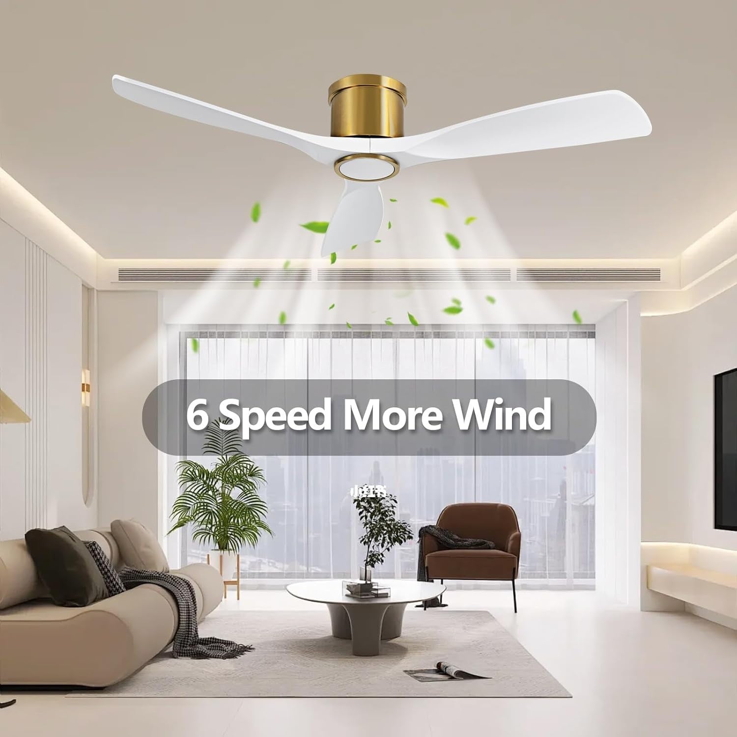 OFANTOP 132CM Smart Ceiling Fan with Light, 3-Blade, Dimmable LED, White