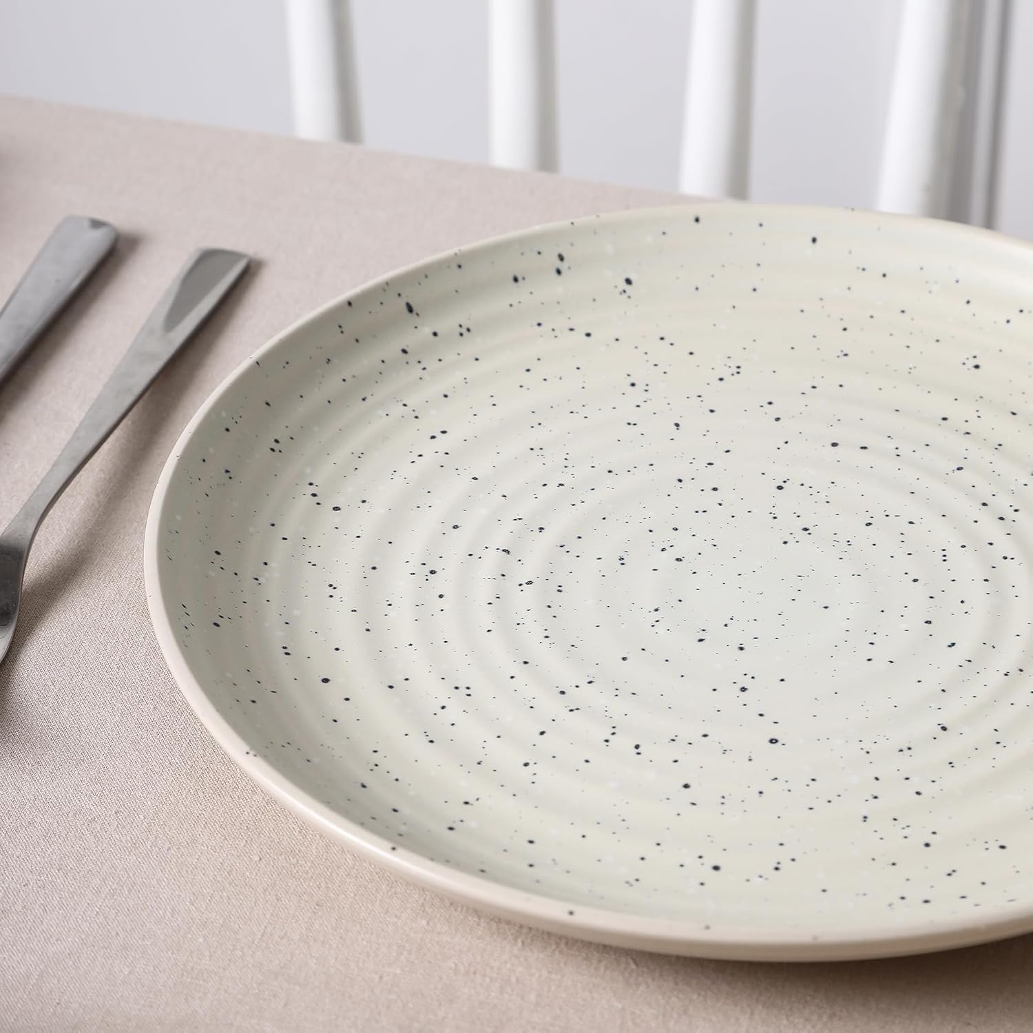 4pc Stoneware Salad Plates White Scratch Resistant Dishwasher Safe