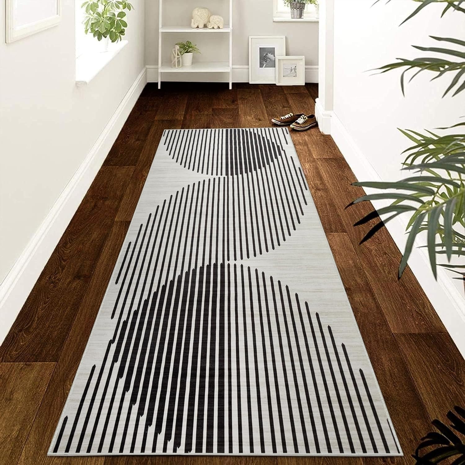 Geometric Runner Rug 80x300cm Modern Non-Slip Soft Hallway Carpet Easy Clean
