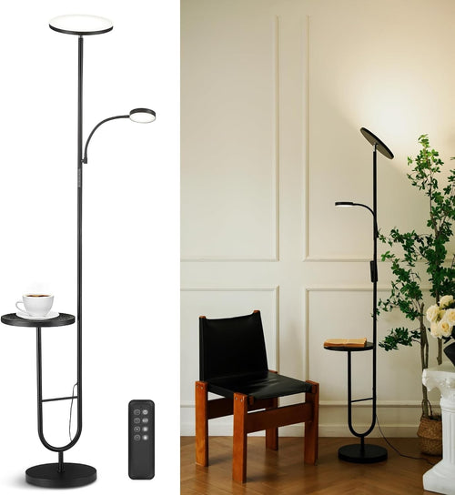 LED Floor Lamp with Shelf 42W Dimmable Uplighter Remote Control Corner Light