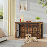 HEXCELEN Dog Crate Furniture Brown – Indoor Small/Medium Dog Cage & Side Table