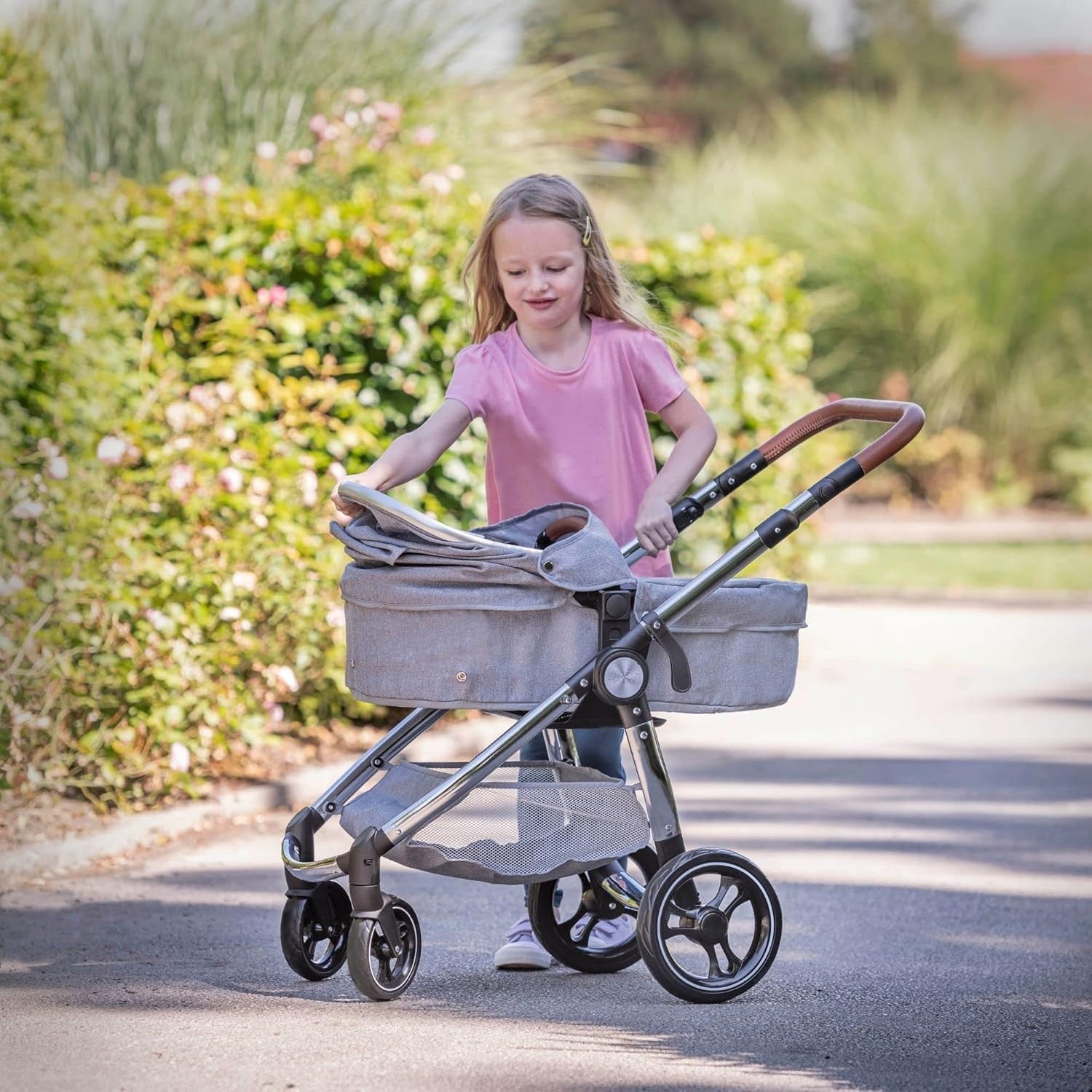 3 in 1 Dolls Pram Pushchair Bassinet Adjustable Handle Toy
