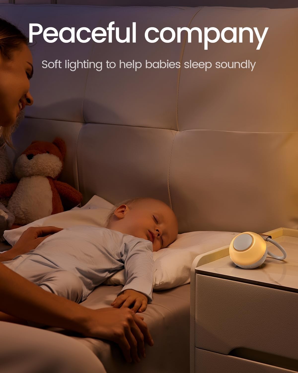 Portable White Noise Machine Baby Sleep Sound Bluetooth Nursery Gray