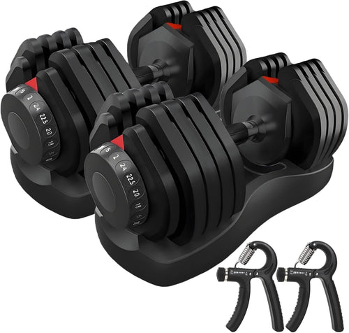 2x24KG Adjustable Dumbbells Pair 15-in-1 Space Saving Home Gym Set