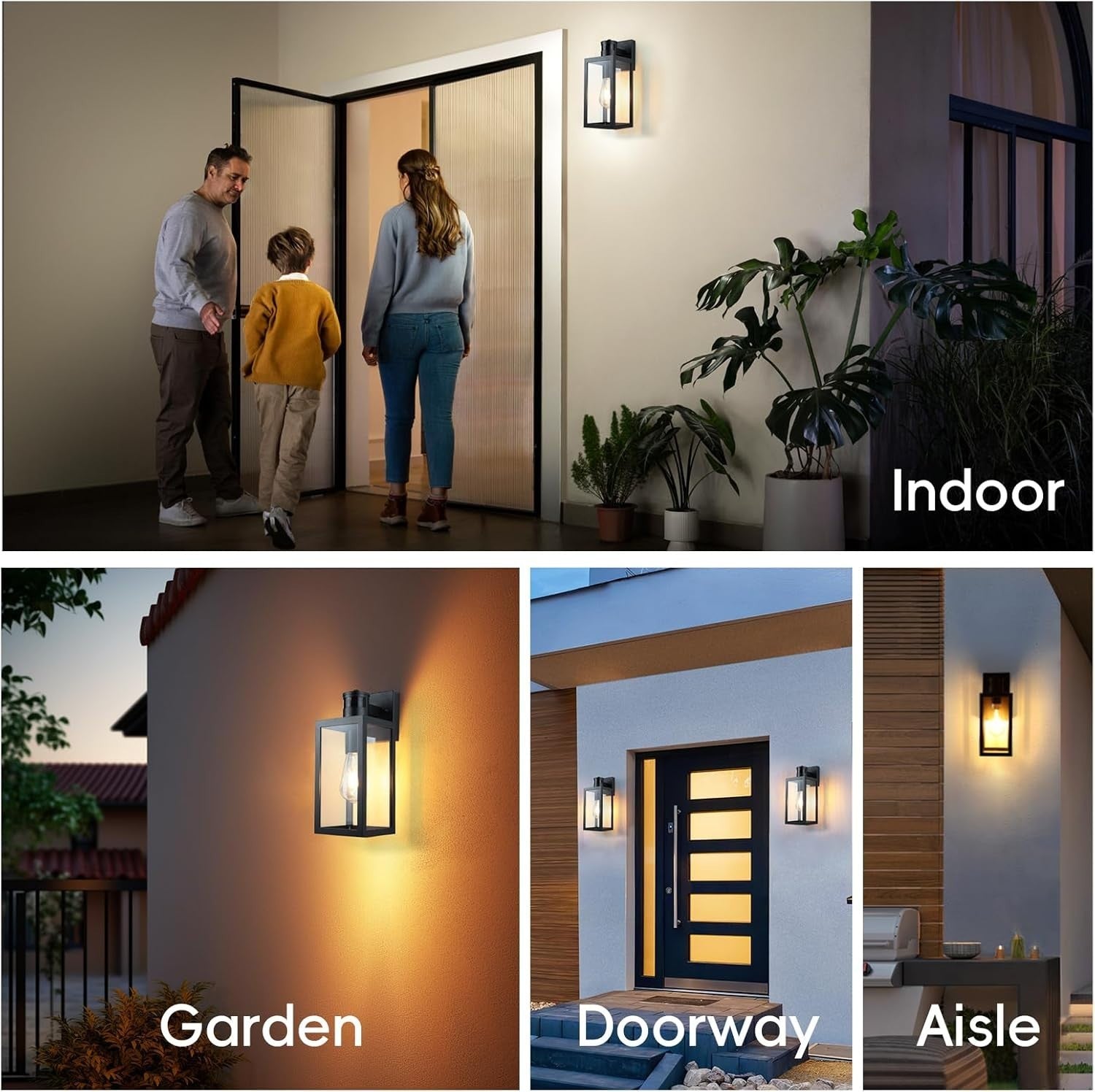 Outdoor Motion Sensor Wall Light Black | Dusk to Dawn Energy Saving
