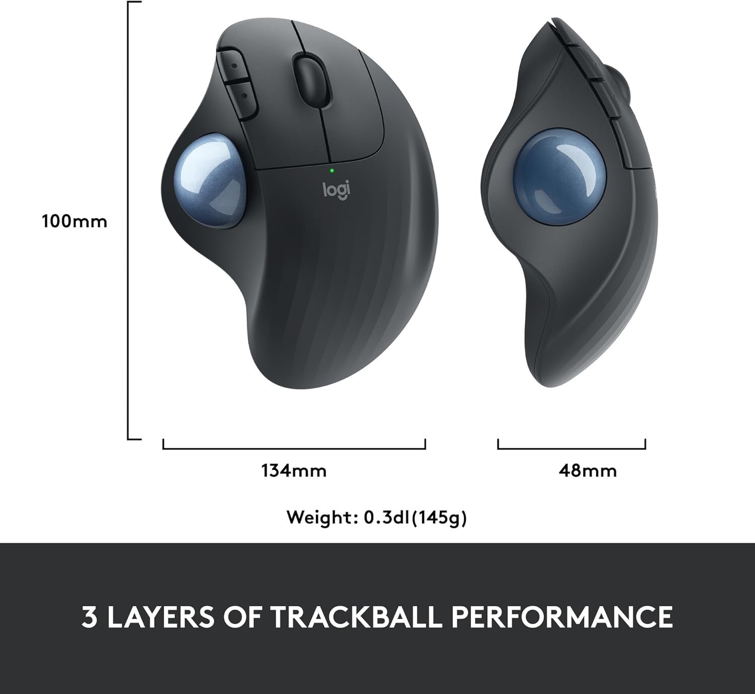 Wireless Trackball Mouse Ergonomic Bluetooth USB Thumb Control