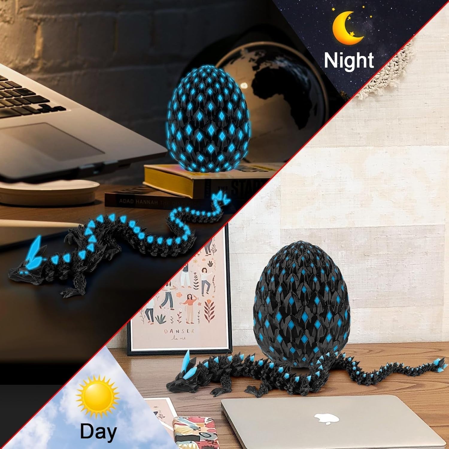 Glow in Dark Dragon Egg Fidget Toy 3D Printed Mystery Desk Decor