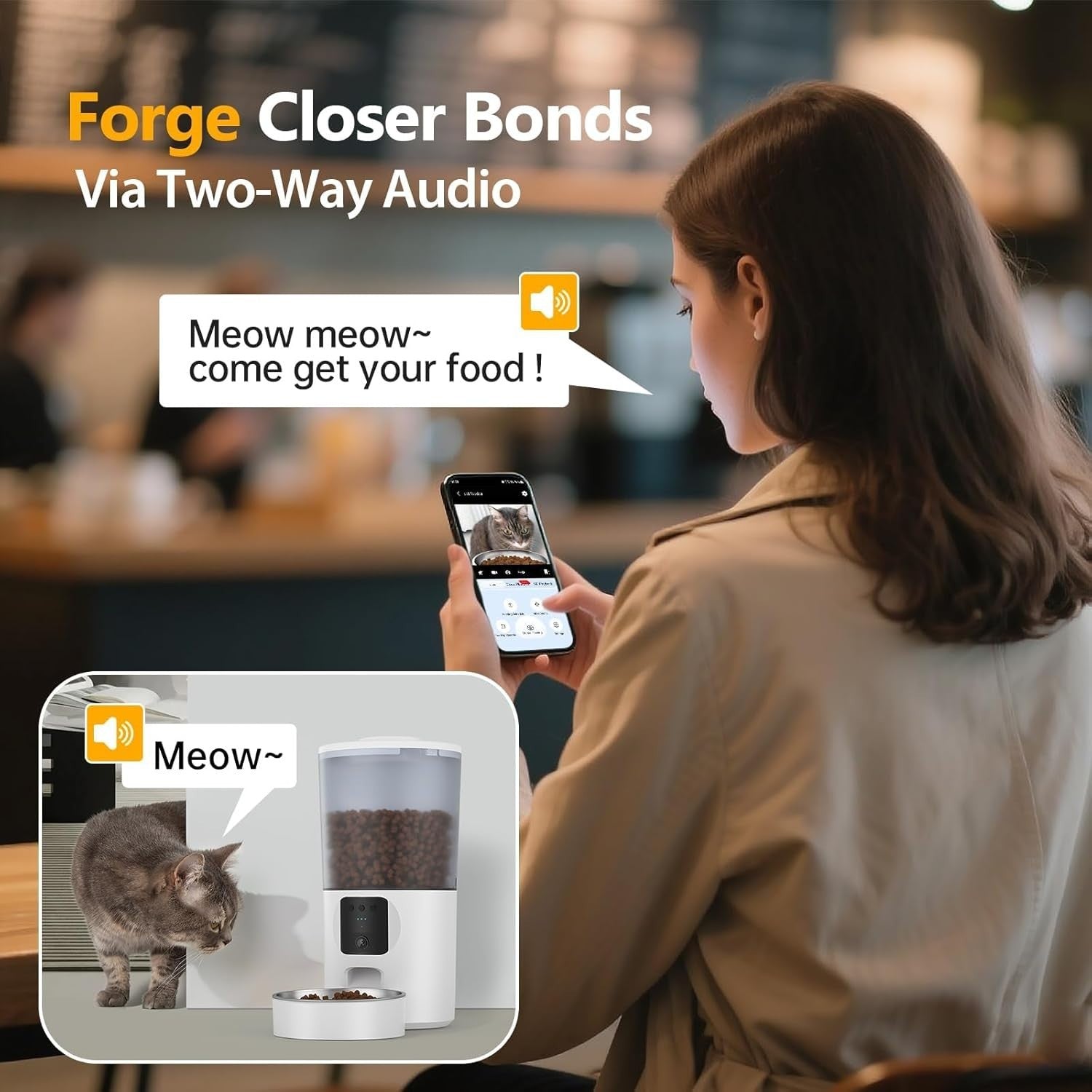 6L Smart Pet Feeder Dual Bowl 2K Camera WiFi App Auto Food Dispenser