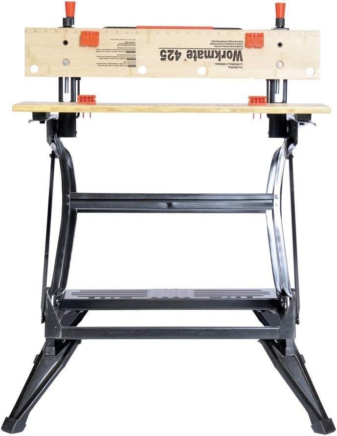 Heavy Duty Folding Workbench 550lb Capacity with One-Hand Clamp & Vertical Jaw
