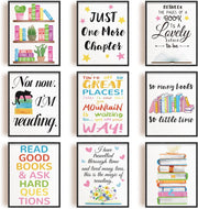 Reading Wall Art Posters Set 9pc 10x8in Classroom Quotes