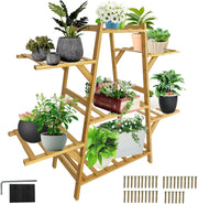5 Tier Bamboo Plant Stand Indoor Outdoor Corner Shelf Multi-Level Flower Rack