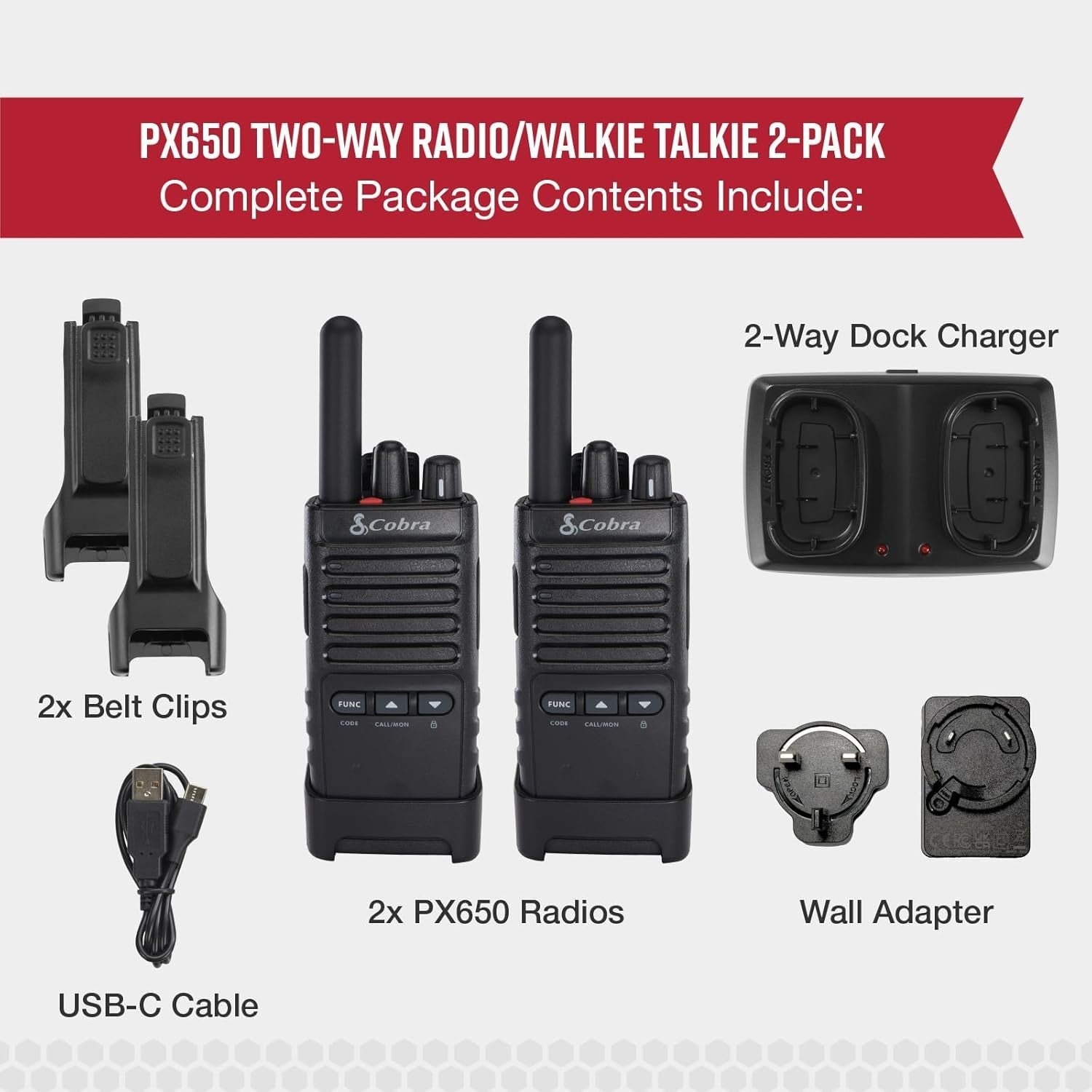 Professional Walkie Talkies 2 Pack PMR446 Rechargeable IP54 2 Way Radios