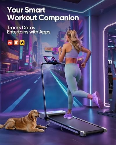 10% Incline Foldable Walking Pad 2.5HP, Dual Display, 300lbs, App Treadmill